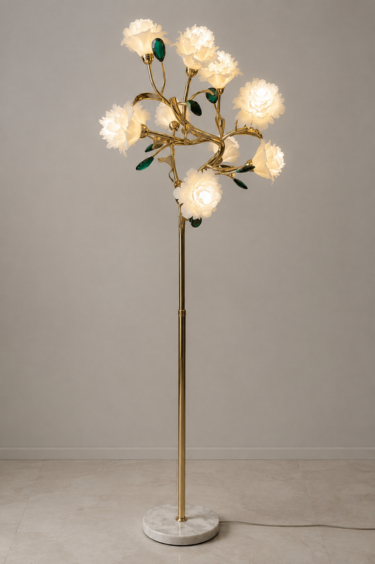 Sylverelle Handmade Ceramic Flower & Crystal Floor Lamp – Custom