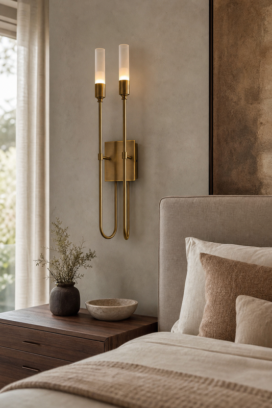 Double Arrow Brass and Acrylic Wall Sconce