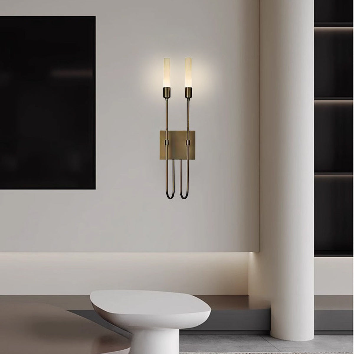 Double Arrow Brass and Acrylic Wall Sconce