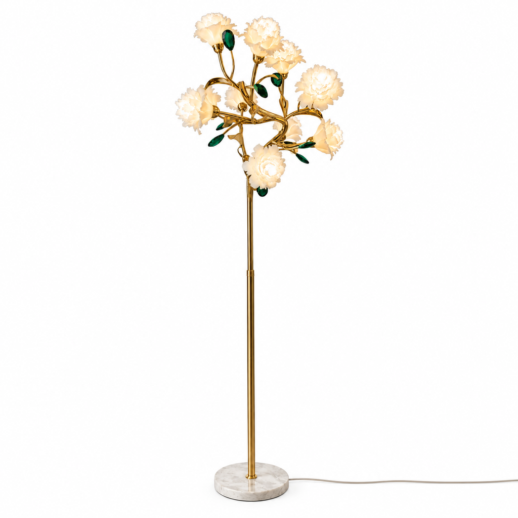 
Sylverelle Handmade Ceramic Flower & Crystal Floor Lamp – Custom