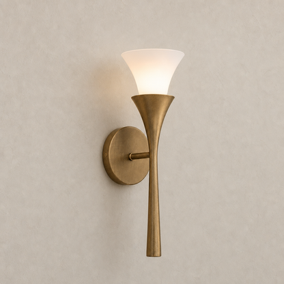 Sculptural Opal Glass and Alabaster Cala Wall Sconce