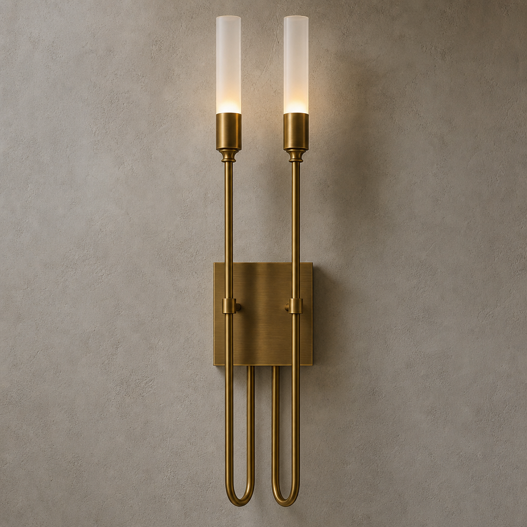 
Double Arrow Brass and Acrylic Wall Sconce