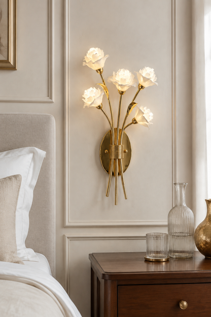 Sylverelle Handmade Ceramic Flower & Crystal Wall Sconce – Custom