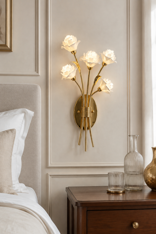
Sylverelle Handmade Ceramic Flower & Crystal Wall Sconce – Custom