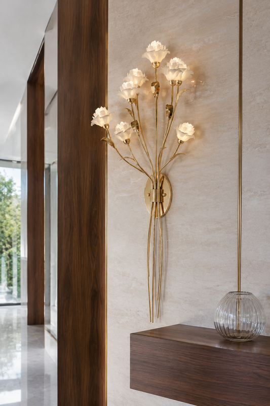 
Sylverelle Handmade Ceramic Flower & Crystal Tall Sconce – Custom