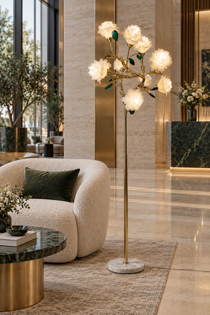 Sylverelle Handmade Ceramic Flower & Crystal Floor Lamp – Custom