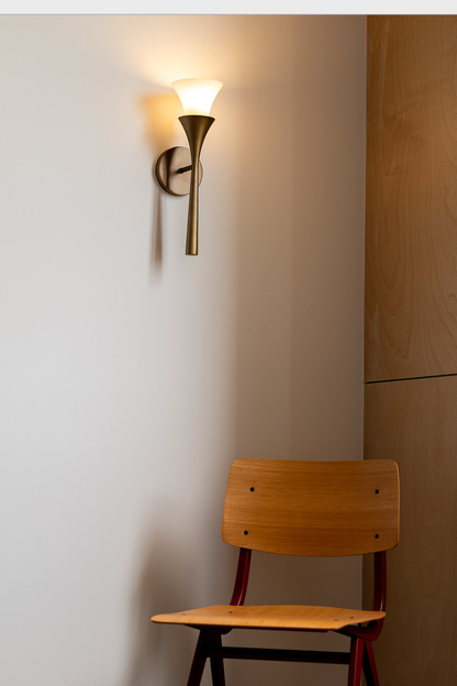Sculptural Opal Glass and Alabaster Cala Wall Sconce