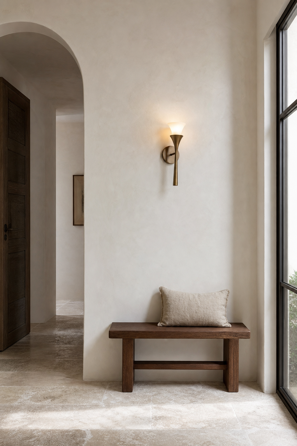 
Sculptural Opal Glass and Alabaster Cala Wall Sconce