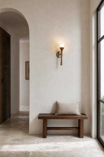 Sculptural Opal Glass and Alabaster Cala Wall Sconce