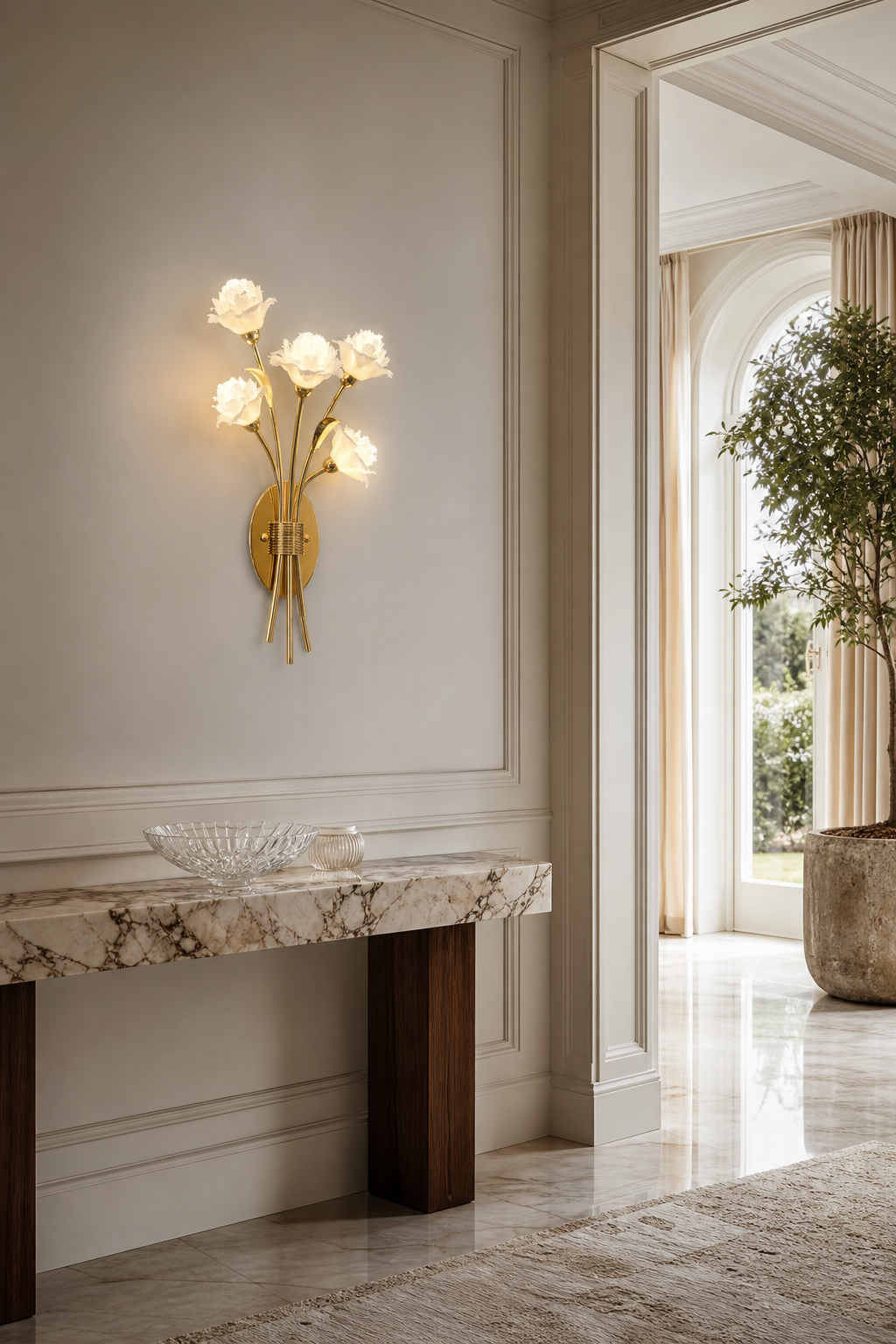 
Sylverelle Handmade Ceramic Flower & Crystal Wall Sconce – Custom