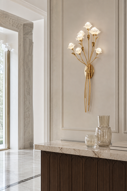 Sylverelle Handmade Ceramic Flower & Crystal Tall Sconce – Custom