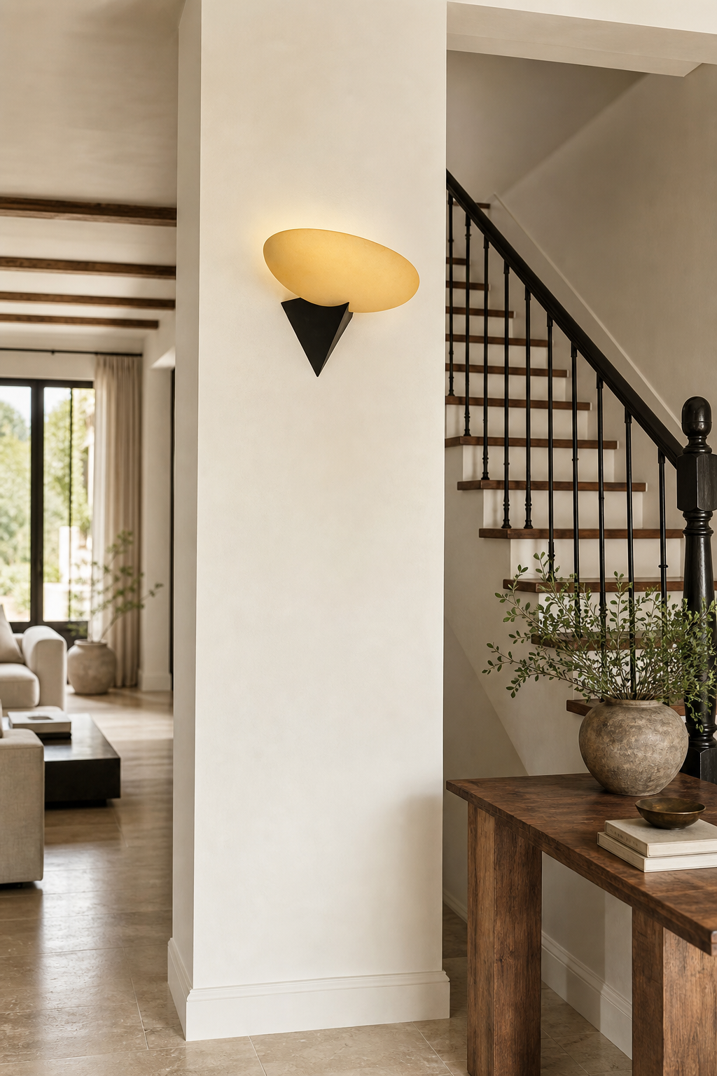 
Asymmetric Acid-Washed Glass Wall Sconce