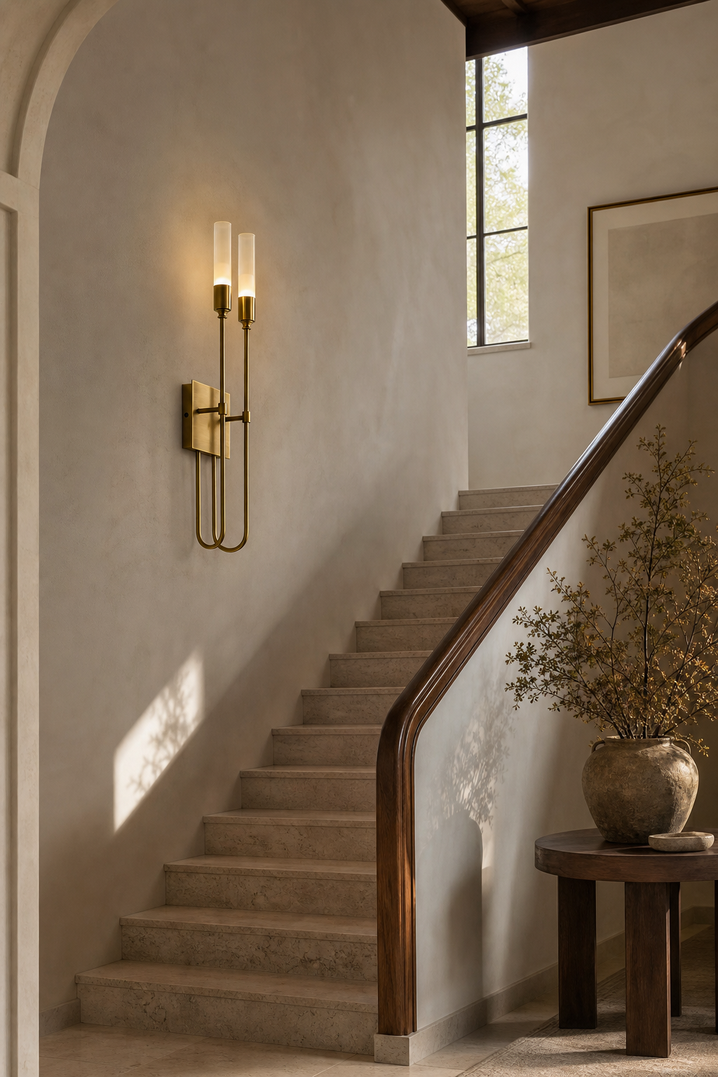 
Double Arrow Brass and Acrylic Wall Sconce