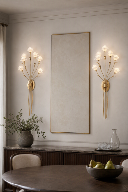 Sylverelle Handmade Ceramic Flower & Crystal Tall Sconce – Custom