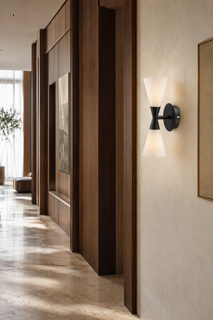 Double-Ended Frosted Glass Wall Sconce