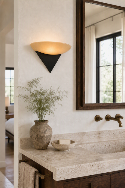 Asymmetric Acid-Washed Glass Wall Sconce