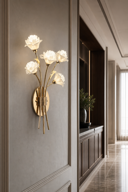 Sylverelle Handmade Ceramic Flower & Crystal Wall Sconce – Custom