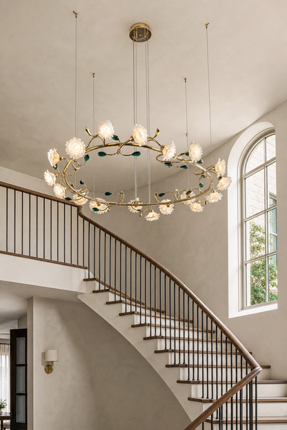 Sylverelle Handmade Ceramic Flower & Crystal Ring Chandelier – Custom