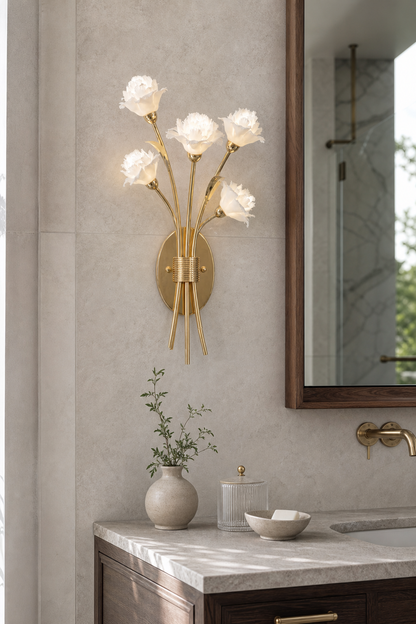 Sylverelle Handmade Ceramic Flower & Crystal Wall Sconce – Custom