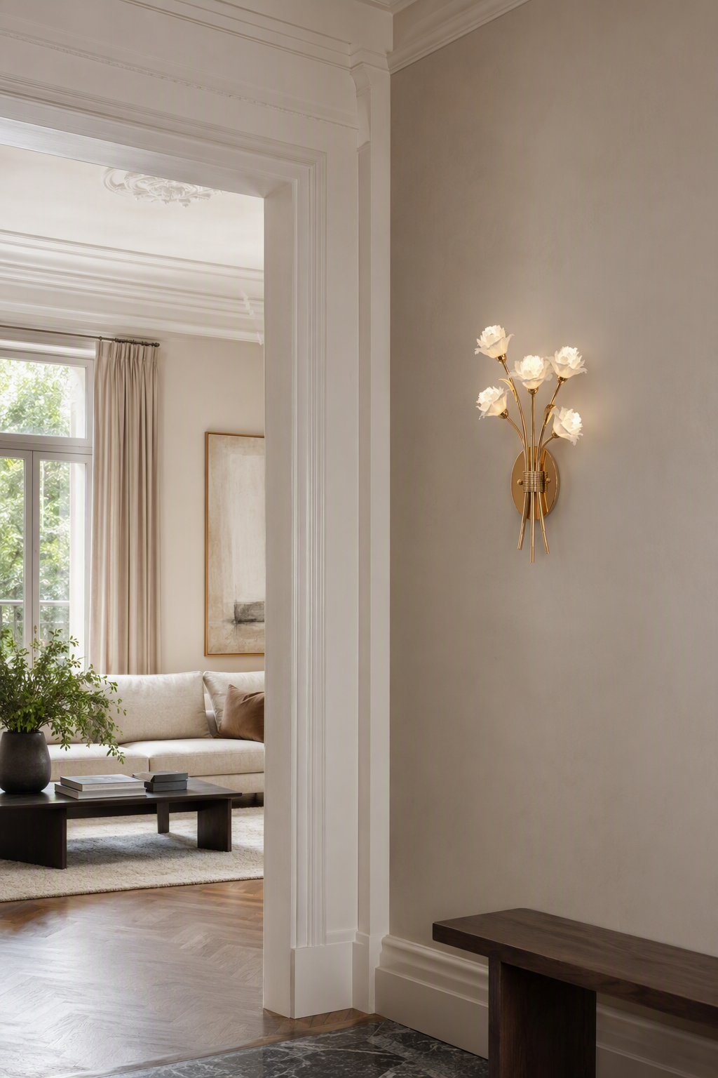 
Sylverelle Handmade Ceramic Flower & Crystal Wall Sconce – Custom