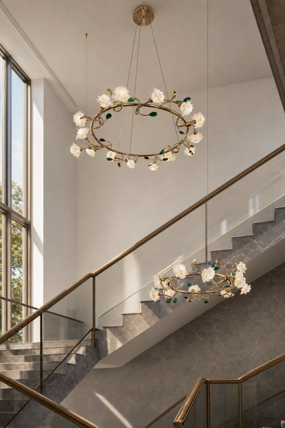 Sylverelle Handmade Ceramic Flower & Crystal Ring Chandelier – Custom