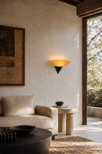 Asymmetric Acid-Washed Glass Wall Sconce
