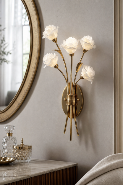 Sylverelle Handmade Ceramic Flower & Crystal Wall Sconce – Custom