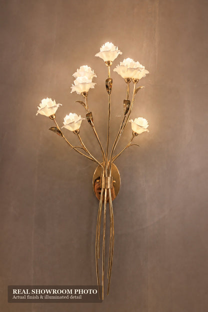 Sylverelle Handmade Ceramic Flower & Crystal Tall Sconce – Custom