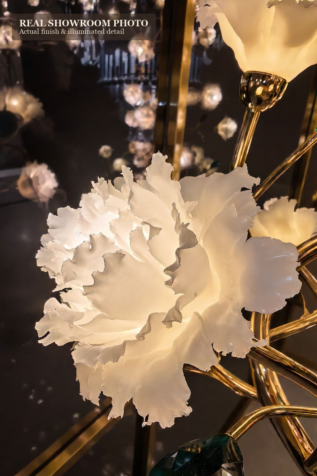 
Sylverelle Handmade Ceramic Flower & Crystal Table Lamp – Custom