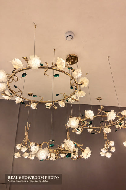 Sylverelle Handmade Ceramic Flower & Crystal Ring Chandelier – Custom