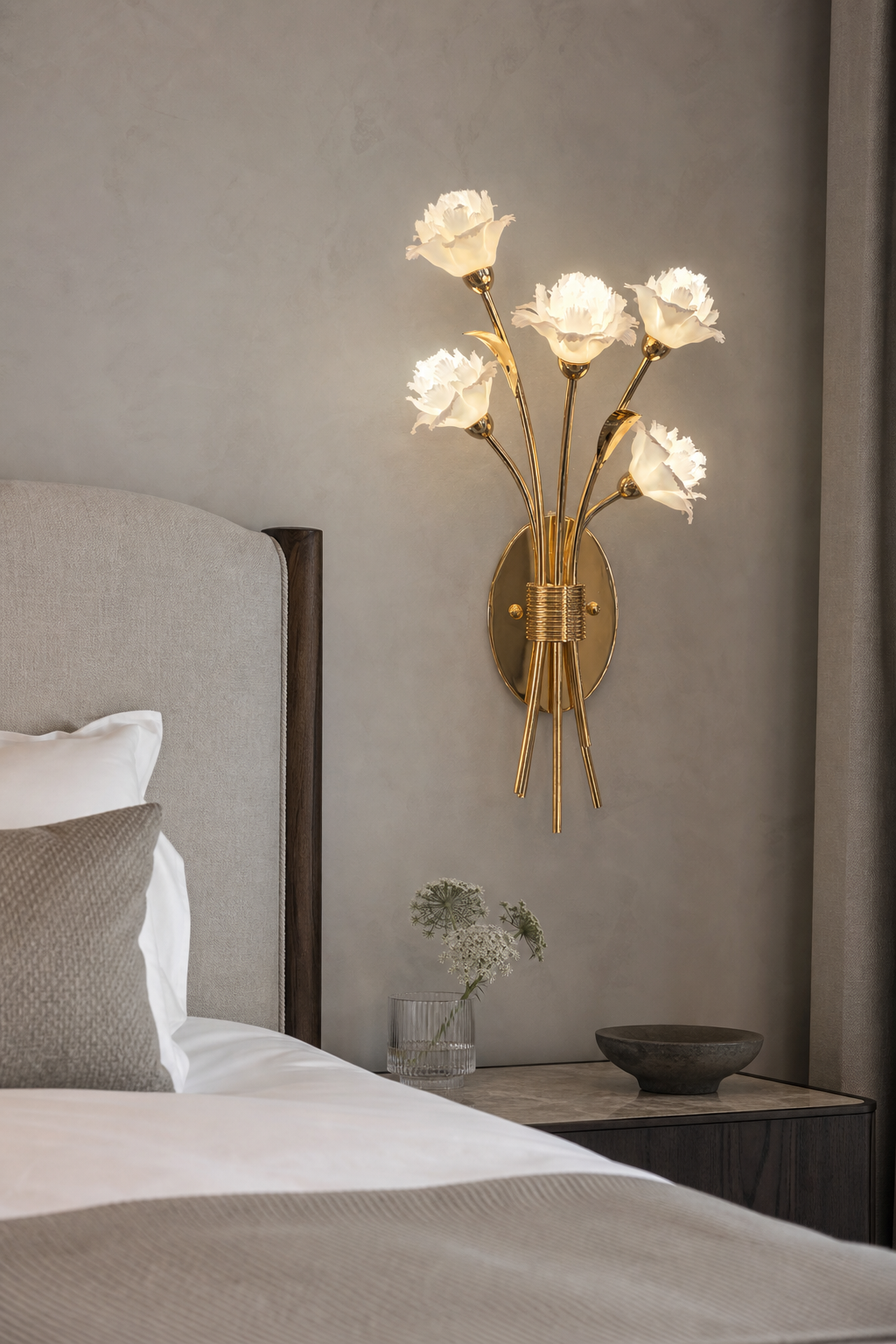 
Sylverelle Handmade Ceramic Flower & Crystal Wall Sconce – Custom