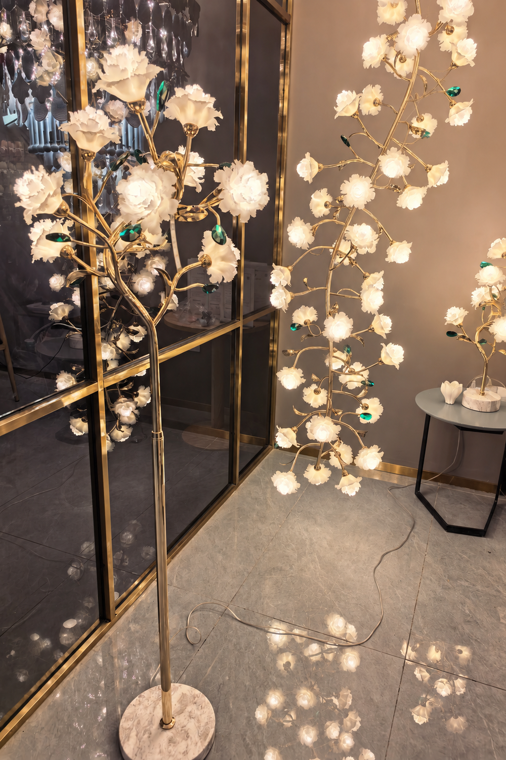 
Sylverelle Handmade Ceramic Flower & Crystal Floor Lamp – Custom