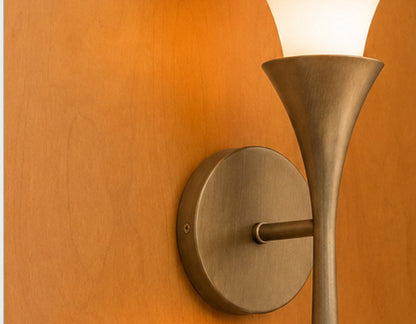 Sculptural Opal Glass and Alabaster Cala Wall Sconce