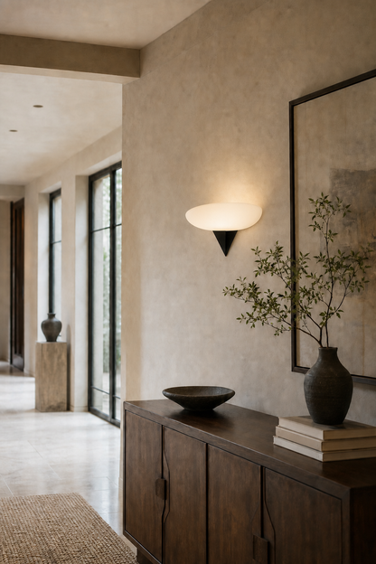 Asymmetric Acid-Washed Glass Wall Sconce