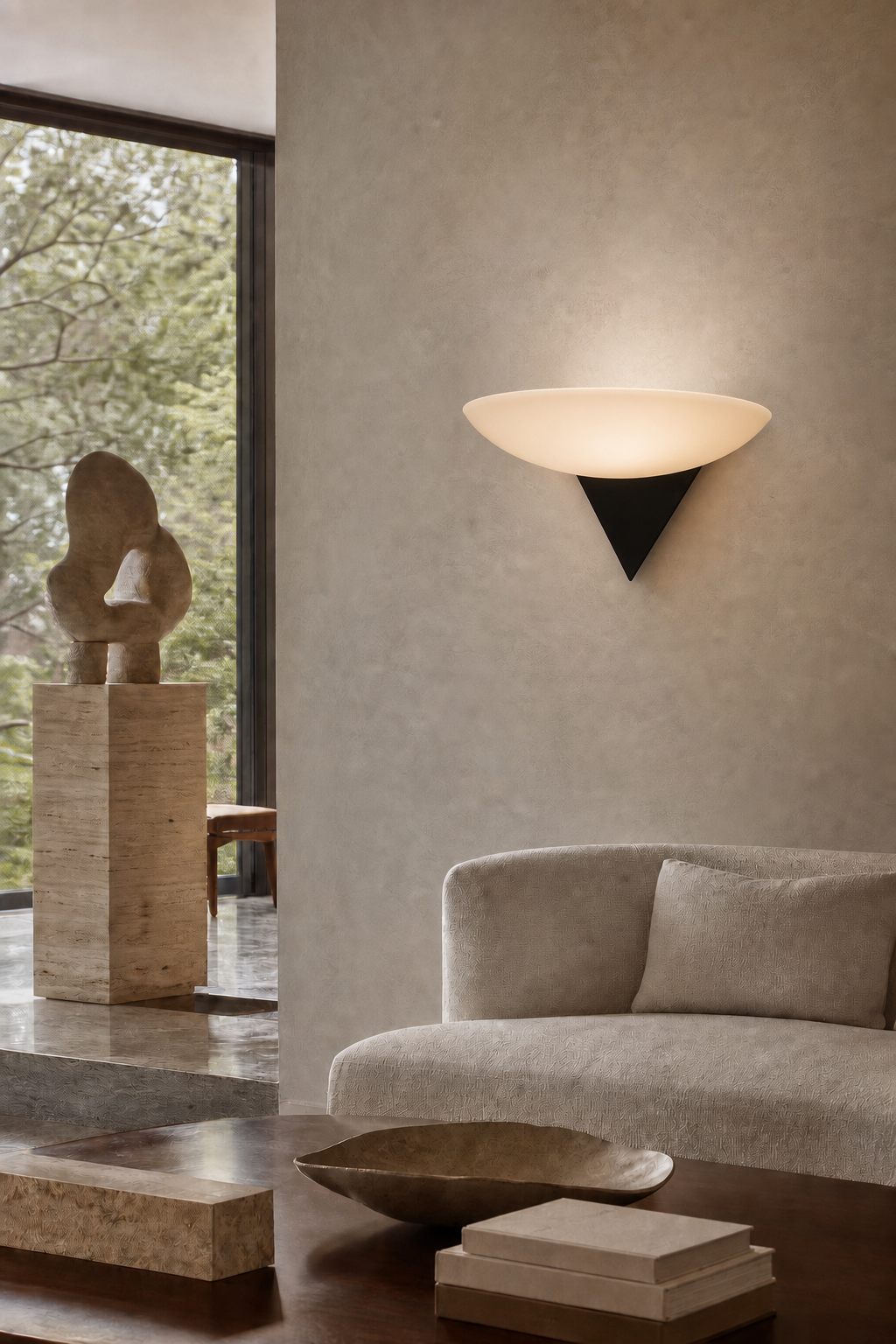 
Asymmetric Acid-Washed Glass Wall Sconce