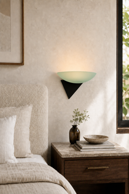Asymmetric Acid-Washed Glass Wall Sconce